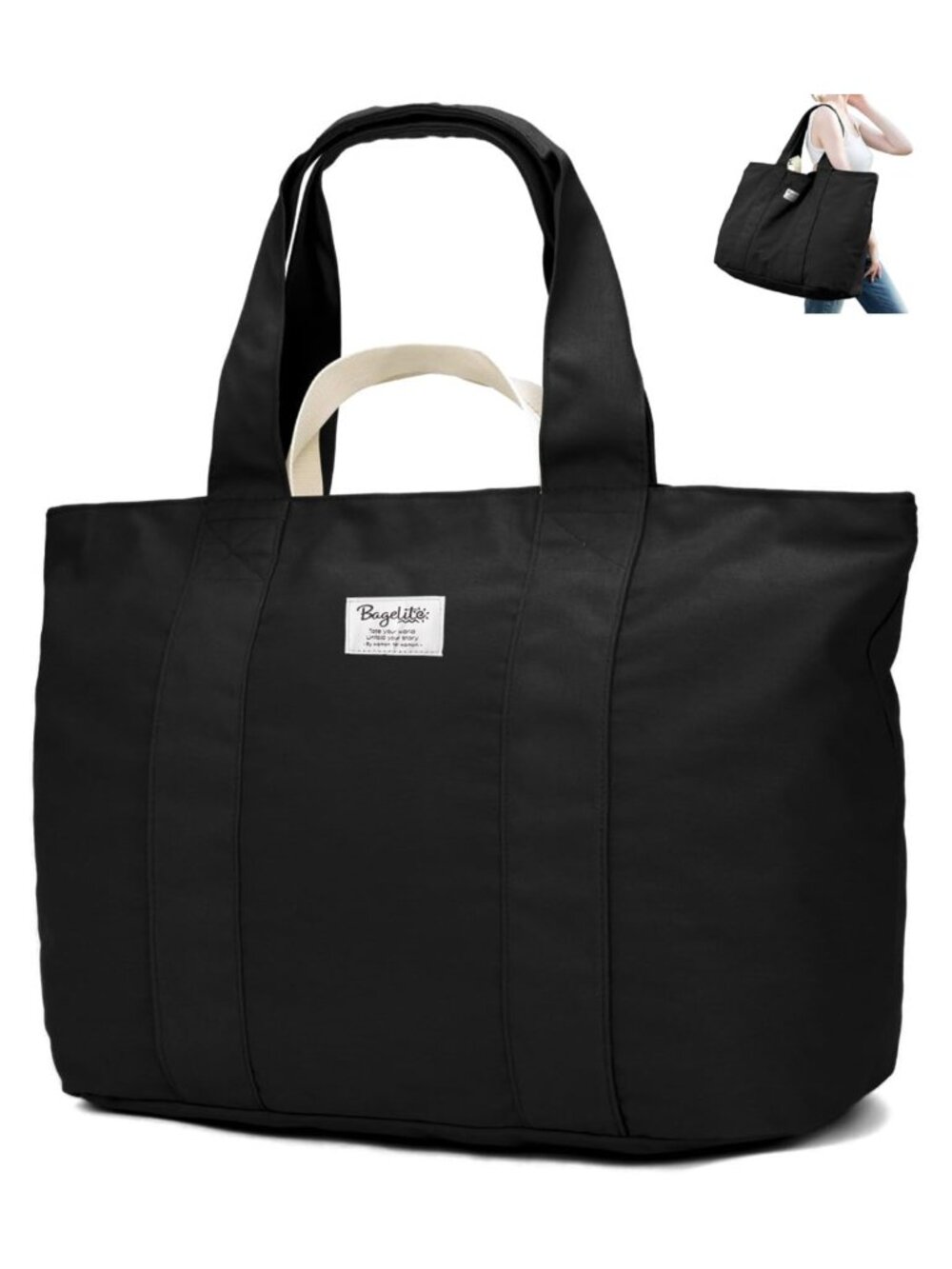 22" 50L Cotton Oversized Travel Tote Bag for Women